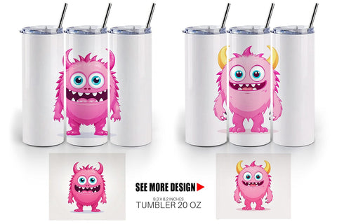 Tumbler Pink Classic Monster Valentine Sublimation artnoy 
