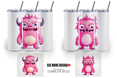 Tumbler Pink Classic Monster Valentine Sublimation artnoy 