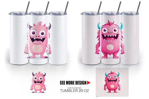 Tumbler Pink Classic Monster Valentine Sublimation artnoy 