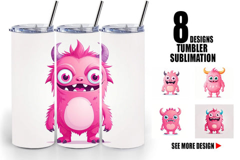 Tumbler Pink Classic Monster Valentine Sublimation artnoy 