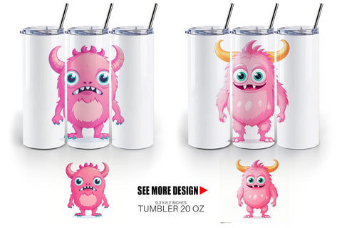 Tumbler Pink Classic Monster Valentine Sublimation artnoy 