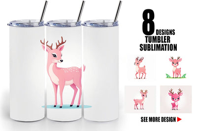 Tumbler Pink Deer Valentine Sublimation artnoy 