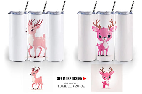 Tumbler Pink Deer Valentine Sublimation artnoy 