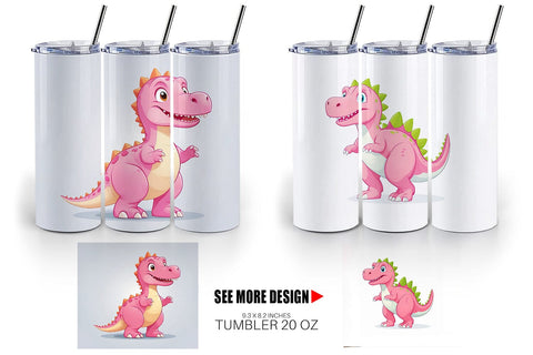Tumbler Pink Dinosaur Valentine Sublimation artnoy 