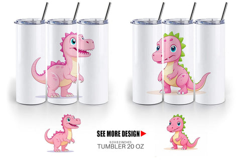 Tumbler Pink Dinosaur Valentine Sublimation artnoy 