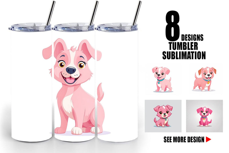 Tumbler Pink Dog Valentine Sublimation artnoy 