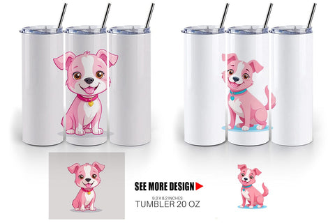 Tumbler Pink Dog Valentine Sublimation artnoy 