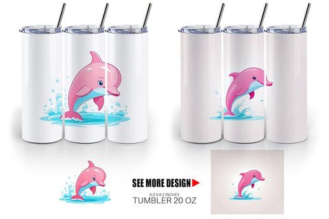 Tumbler Pink Dolphin Valentine Sublimation artnoy 