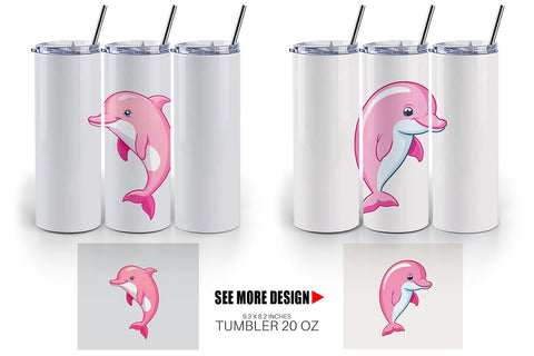Tumbler Pink Dolphin Valentine Sublimation artnoy 
