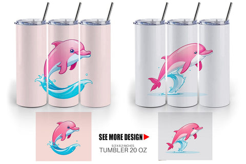 Tumbler Pink Dolphin Valentine Sublimation artnoy 
