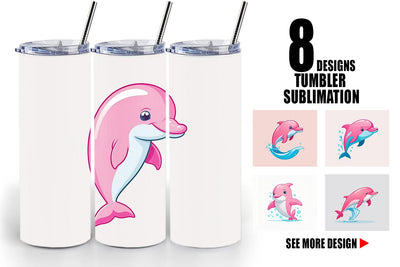Tumbler Pink Dolphin Valentine Sublimation artnoy 