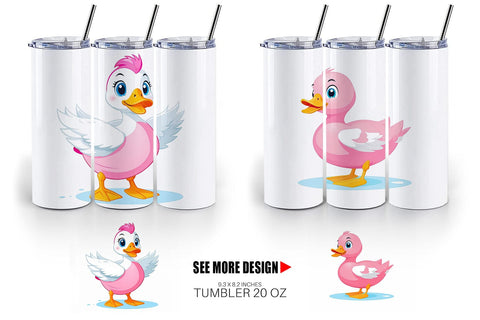 Tumbler Pink Duck Valentine Sublimation artnoy 