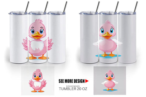 Tumbler Pink Duck Valentine Sublimation artnoy 