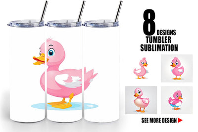 Tumbler Pink Duck Valentine Sublimation artnoy 