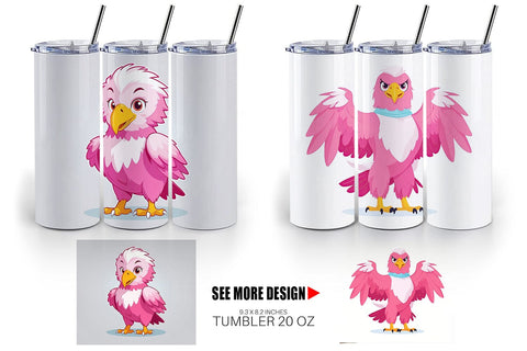 Tumbler Pink Eagle Valentine Sublimation artnoy 
