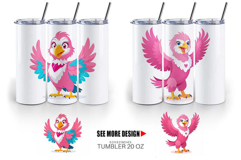 Tumbler Pink Eagle Valentine Sublimation artnoy 