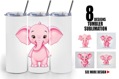 Tumbler Pink Elephant Valentine Sublimation artnoy 