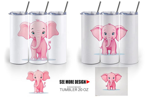 Tumbler Pink Elephant Valentine Sublimation artnoy 