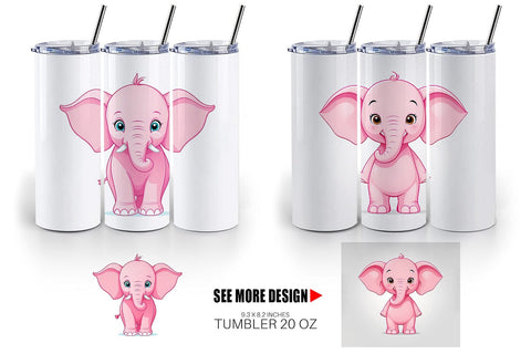 Tumbler Pink Elephant Valentine Sublimation artnoy 