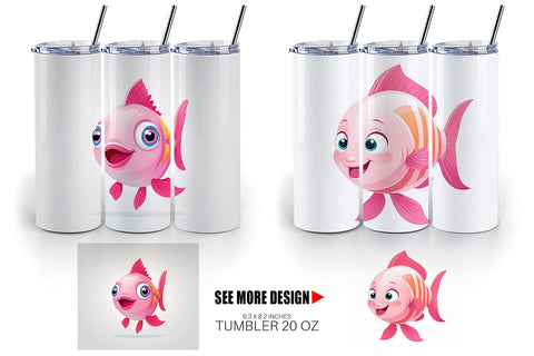 Tumbler Pink Fish Valentine Sublimation artnoy 