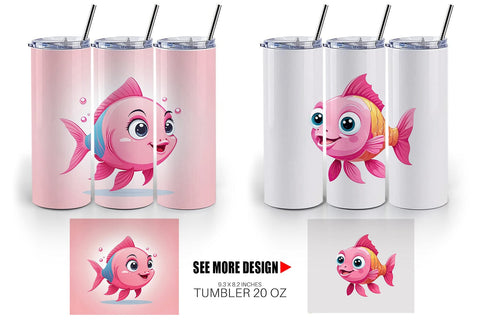 Tumbler Pink Fish Valentine Sublimation artnoy 