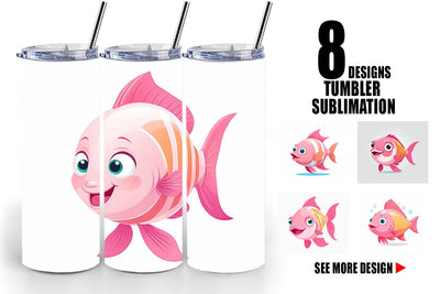 Tumbler Pink Fish Valentine Sublimation artnoy 