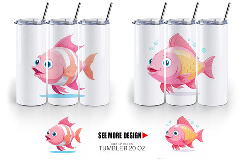 Tumbler Pink Fish Valentine Sublimation artnoy 