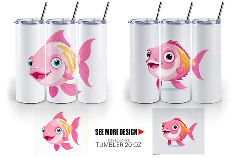 Tumbler Pink Fish Valentine Sublimation artnoy 