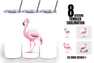 Tumbler Pink Flamingo Valentine Sublimation artnoy 