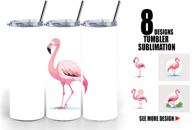 Tumbler Pink Flamingo Valentine Sublimation artnoy 