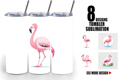 Tumbler Pink Flamingo Valentine Sublimation artnoy 