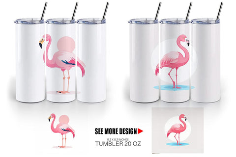Tumbler Pink Flamingo Valentine Sublimation artnoy 