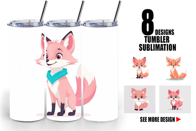 Tumbler Pink Fox Valentine Sublimation artnoy 