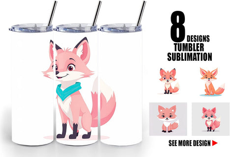 Tumbler Pink Fox Valentine Sublimation artnoy 