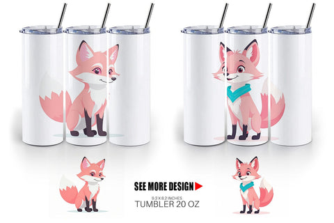 Tumbler Pink Fox Valentine Sublimation artnoy 