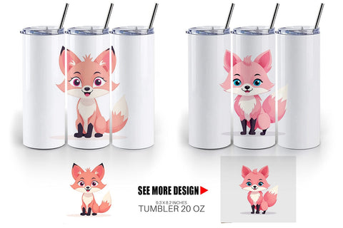 Tumbler Pink Fox Valentine Sublimation artnoy 