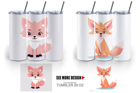 Tumbler Pink Fox Valentine Sublimation artnoy 