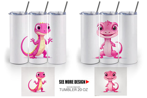 Tumbler Pink Gecko Valentine Sublimation artnoy 