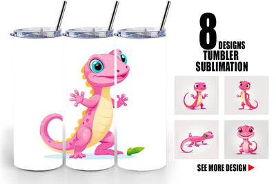 Tumbler Pink Gecko Valentine Sublimation artnoy 