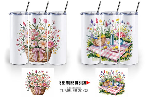 Tumbler Pink Gingham Summer Sublimation artnoy 