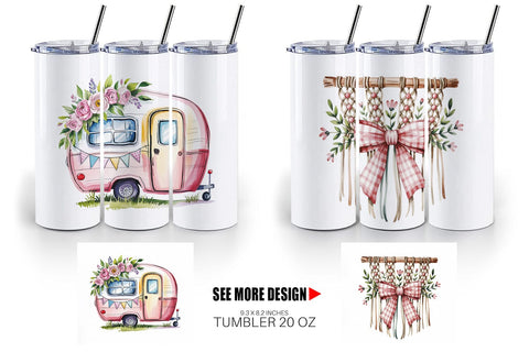 Tumbler Pink Gingham Summer Sublimation artnoy 