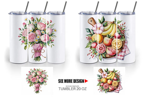 Tumbler Pink Gingham Summer Sublimation artnoy 
