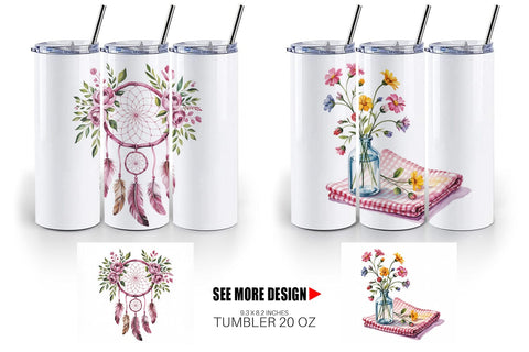 Tumbler Pink Gingham Summer Sublimation artnoy 