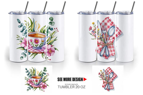 Tumbler Pink Gingham Summer Sublimation artnoy 