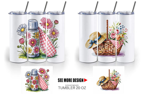 Tumbler Pink Gingham Summer Sublimation artnoy 