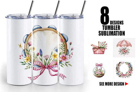 Tumbler Pink Gingham Summer Sublimation artnoy 