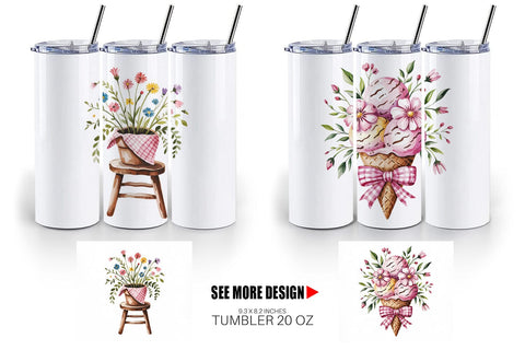 Tumbler Pink Gingham Summer Sublimation artnoy 