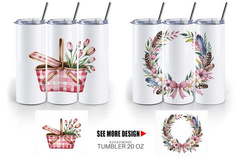 Tumbler Pink Gingham Summer Sublimation artnoy 