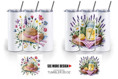 Tumbler Pink Gingham Summer Sublimation artnoy 