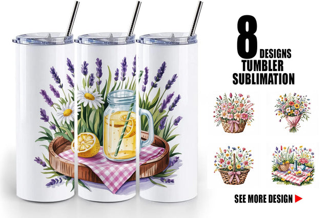 Tumbler Pink Gingham Summer Sublimation artnoy 